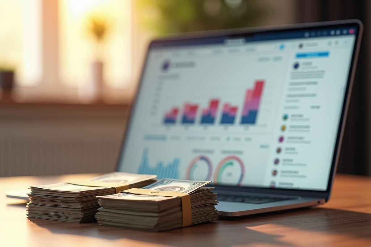 Argent et ordinateur portable avec analytics Instagram