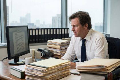 Avocat stressé dans son bureau encombré
