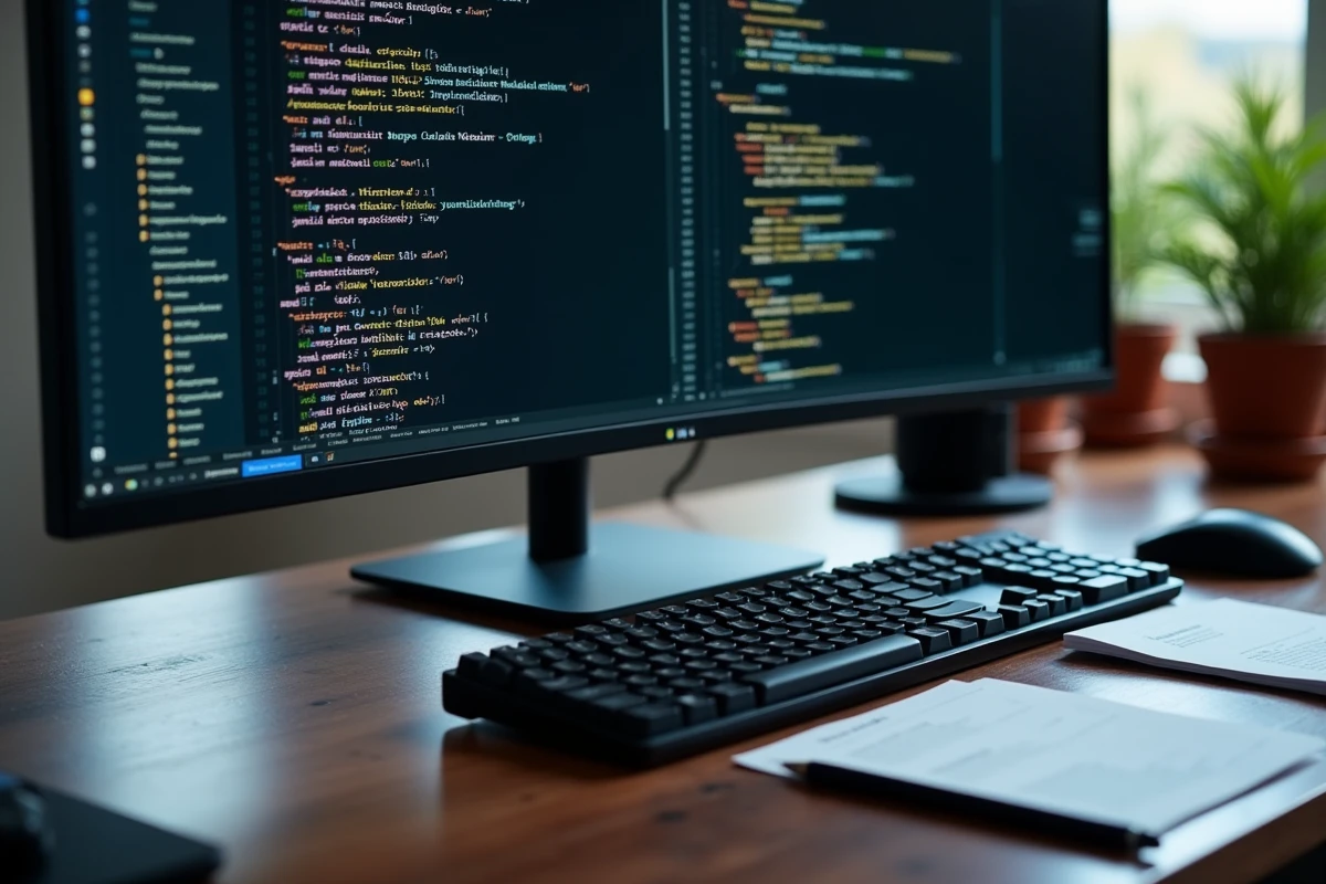 Gros plan sur un écran d'ordinateur affichant une comparaison entre un ancien code de formulaire HTML et sa version modernisée en HTML5