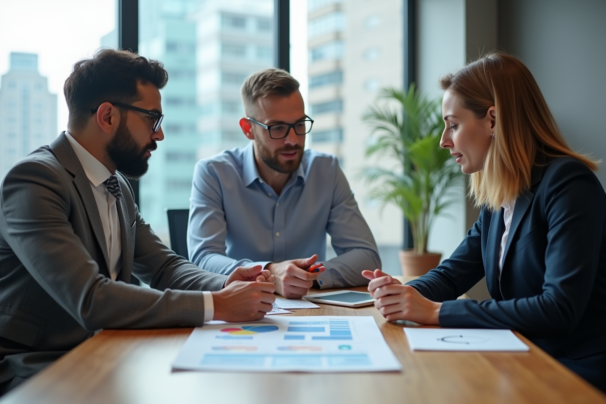 Groupe de professionnels discutant d