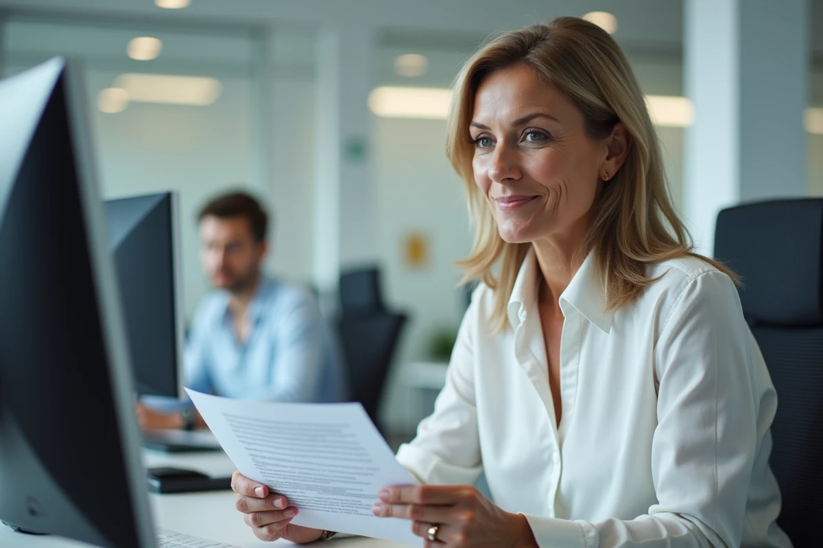Femme en milieu professionnel résolvant une erreur de mot de passe sur le portail ENT e-mrs