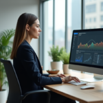 Femme professionnelle analysant des données marketing digitales