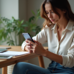 Jeune femme vérifiant son code deuxfacteur à domicile