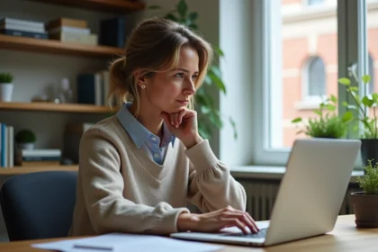 Femme en tenue décontractée dans un bureau à Nantes