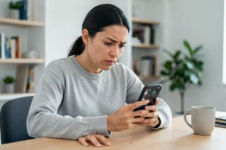 Femme consultant l'historique du presse-papiers Android sur son smartphone pour retrouver un texte effacé