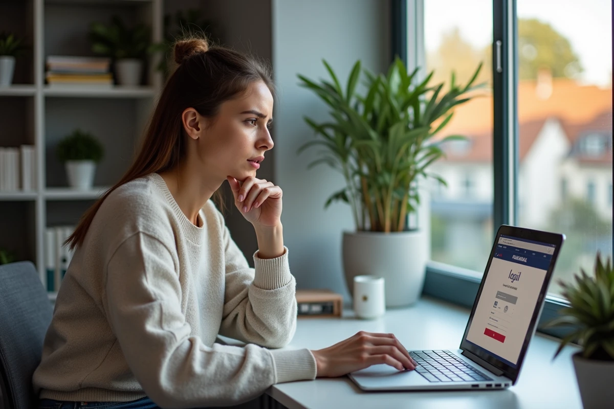 Femme concentrée devant son ordinateur pour la recovery
