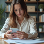 Jeune femme organisant son emploi du temps sur smartphone