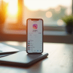 Smartphone affichant une croissance de followers sur Instagram