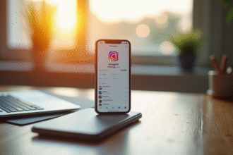 Smartphone affichant une croissance de followers sur Instagram