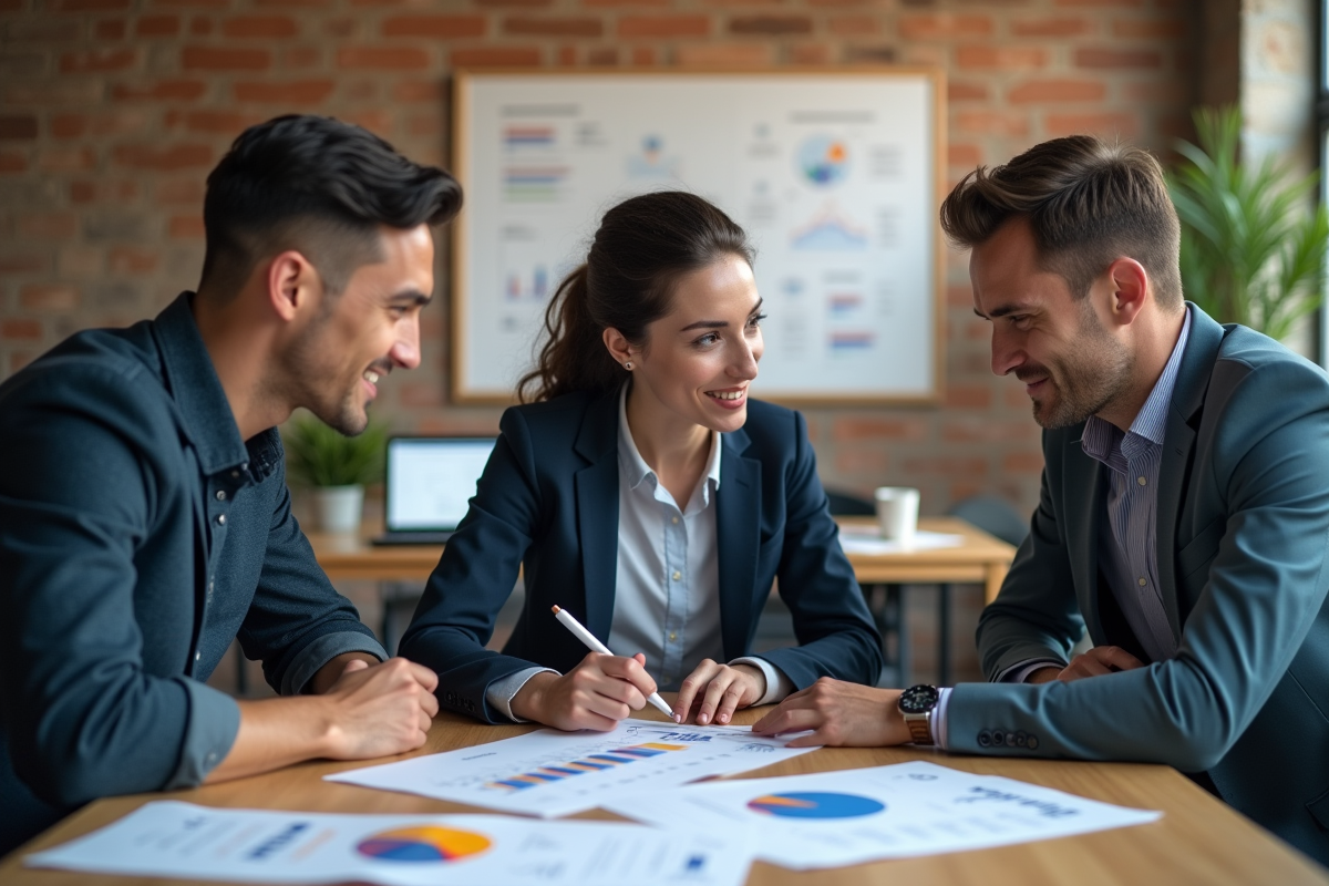 Groupe de professionnels discutant d