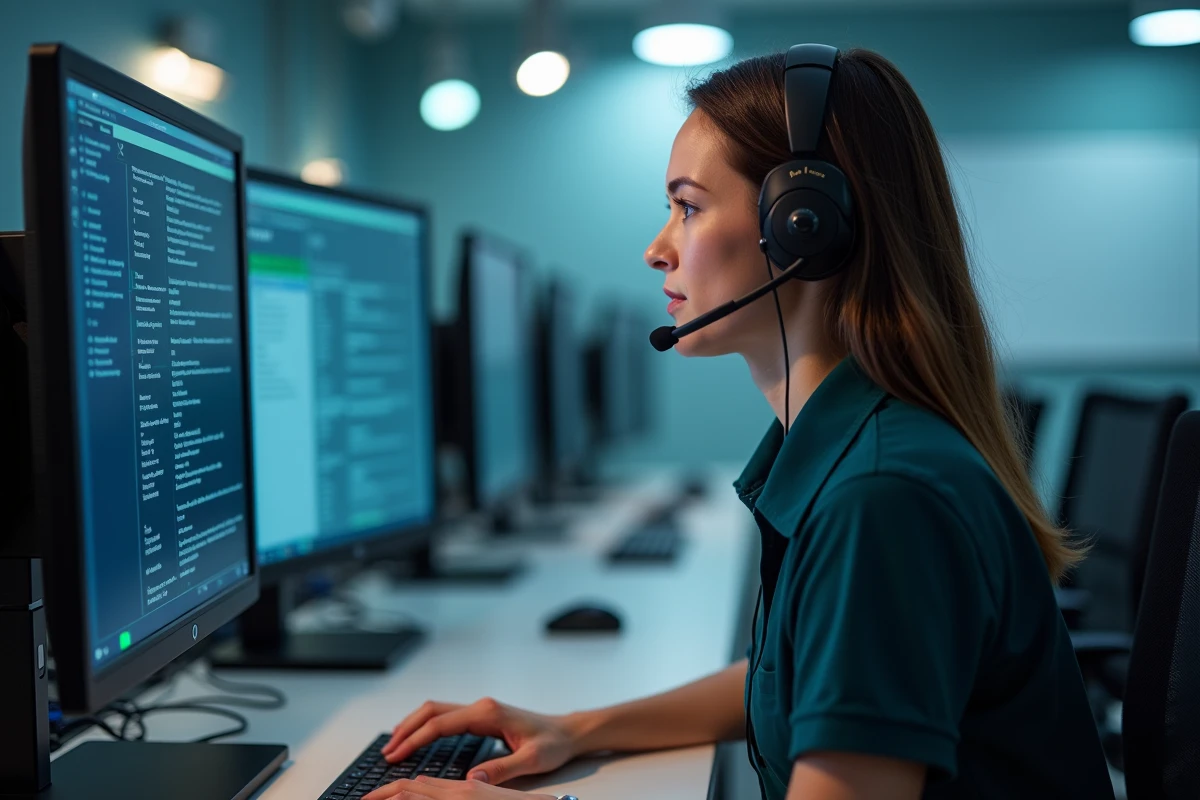 Technicienne support informatique gérant une panne de messagerie Mel sur serveur à Rennes